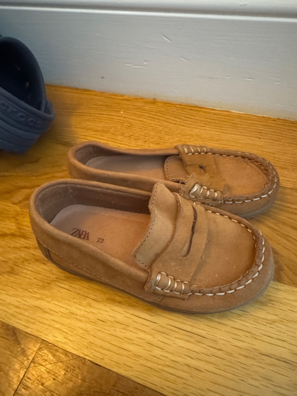 Zara Kids Tan Suede Moccasin Loafers